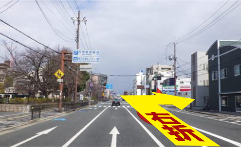 南方向から